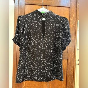Frame Denim Black and White Polka Dot Blouse